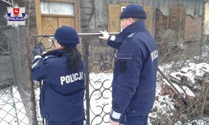 zdjęcie ilustracyjne - policjanci wchodzą na posesję