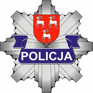 policyjna gwiazda z herbem powiatu łukowskiego