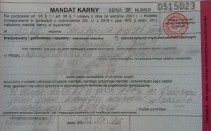 blankiet mandatu karnego dwa tysiące pięćset złotych