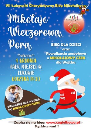 Plakat VII Łukowski Bieg Charytatywny Mikołajkowy
