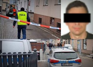 kolaż zdjęć na którym widać miejsce przestępstwa