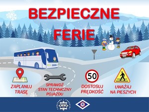 baner - plakat "Bezpieczne ferie 2023"