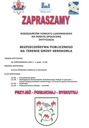 plakat - zaproszenie na debatę społeczną