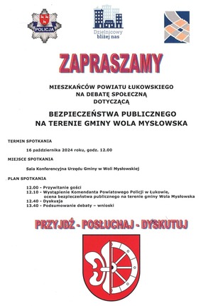 plakat - zaproszenie na debatę społeczną