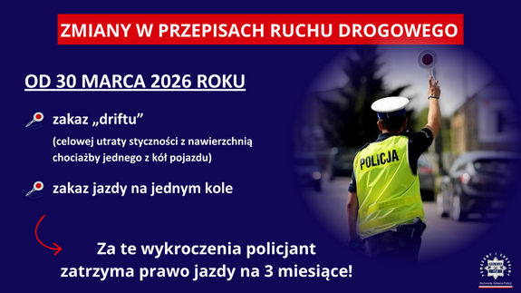 plakat informujący o zmianach w przepisach ruchu drogowego