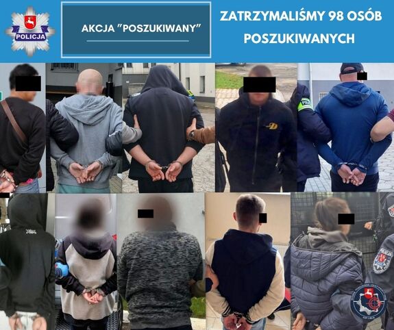 kolaż zdjęć z osobami zatrzymanymi przez policjantów