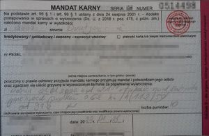 blankiet mandatu karnego